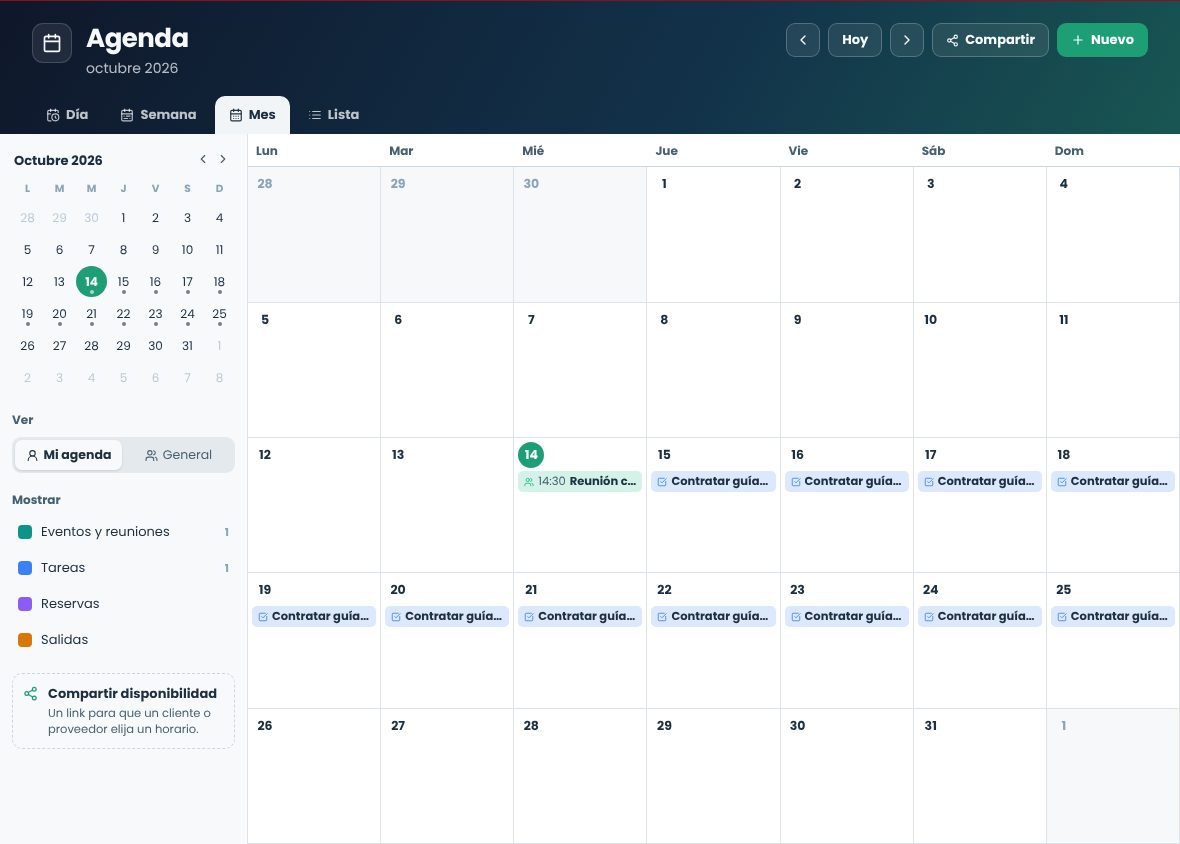 Agenda del mes con el minicalendario, Mi agenda o General y los filtros