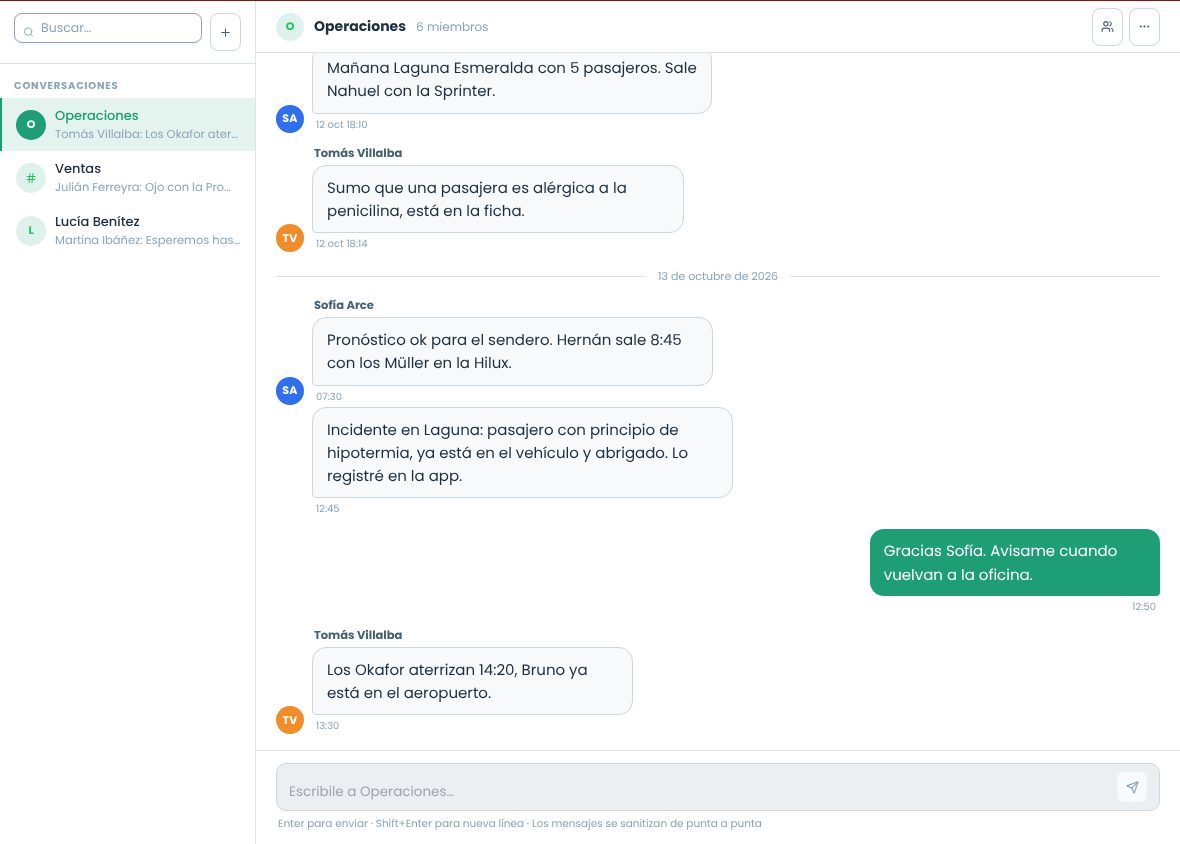 Chat del equipo con la conversación del grupo Operaciones