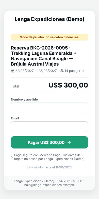 Página de pago en el celular con el logo, el concepto, el importe y el formulario