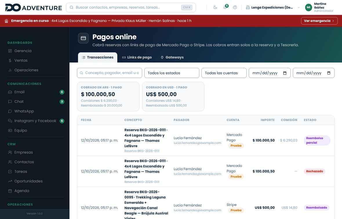Lista de transacciones con fecha, concepto, pagador, cuenta, importe, comisión y estado